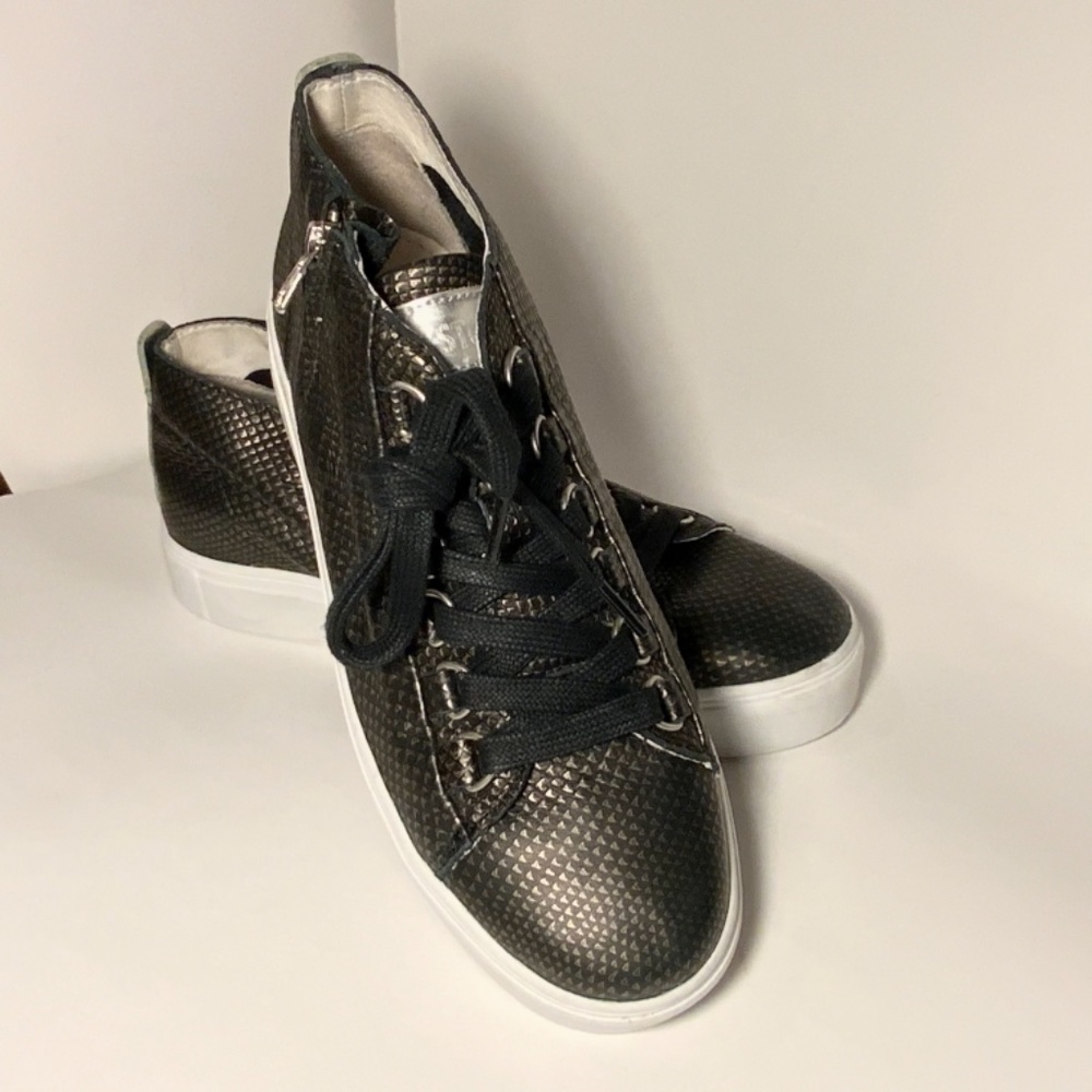 BLACKSTONE NL28 Leather Black Snake Midi Sneakers - Picture 6 of 10